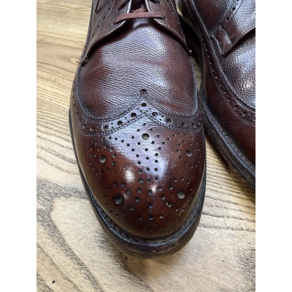 VTG Florsheim Royal Imperial Black Burgundy Leather Wingtip Dress Shoes Mens 12D